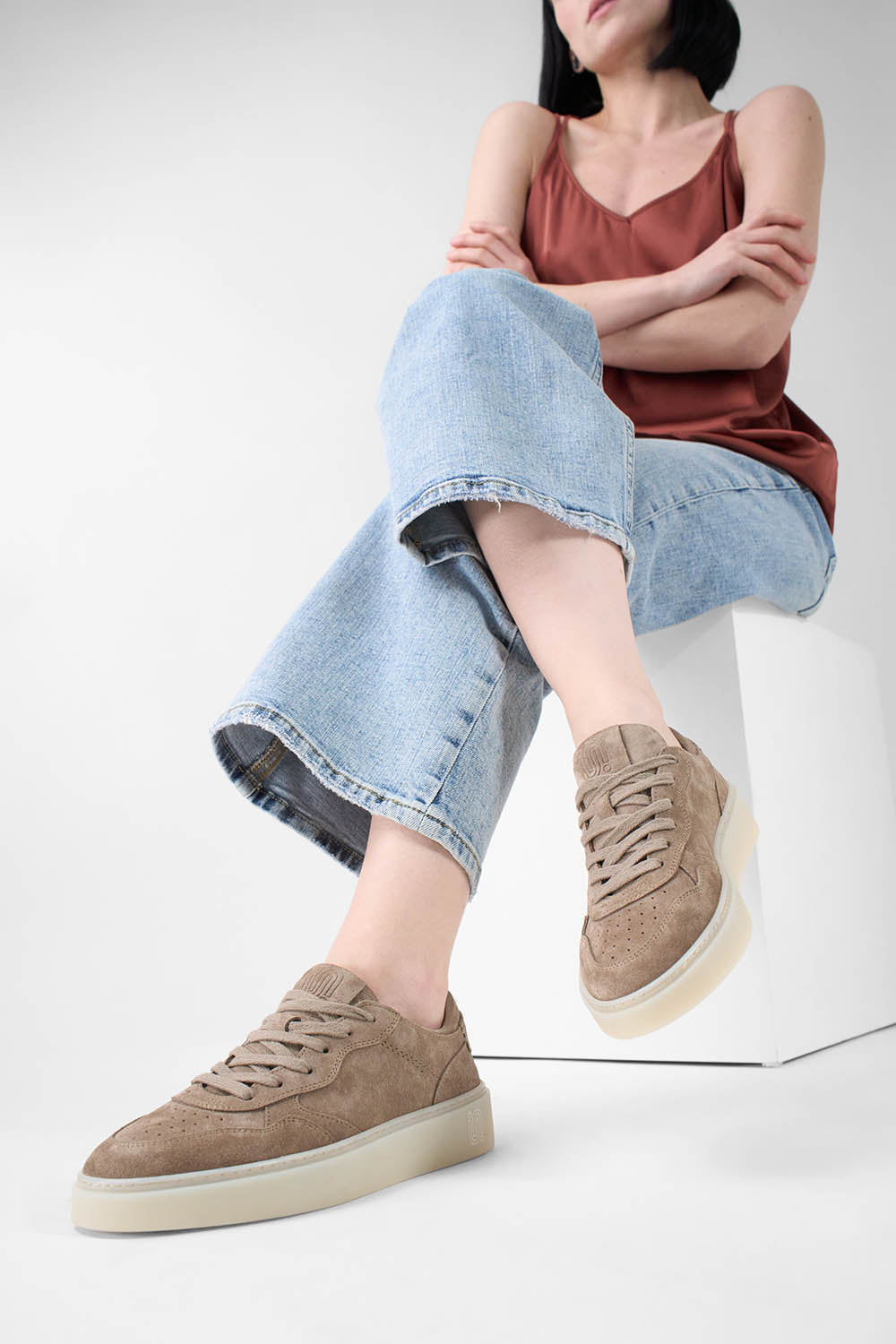 MAEVE soft-taupe suede sneakers.