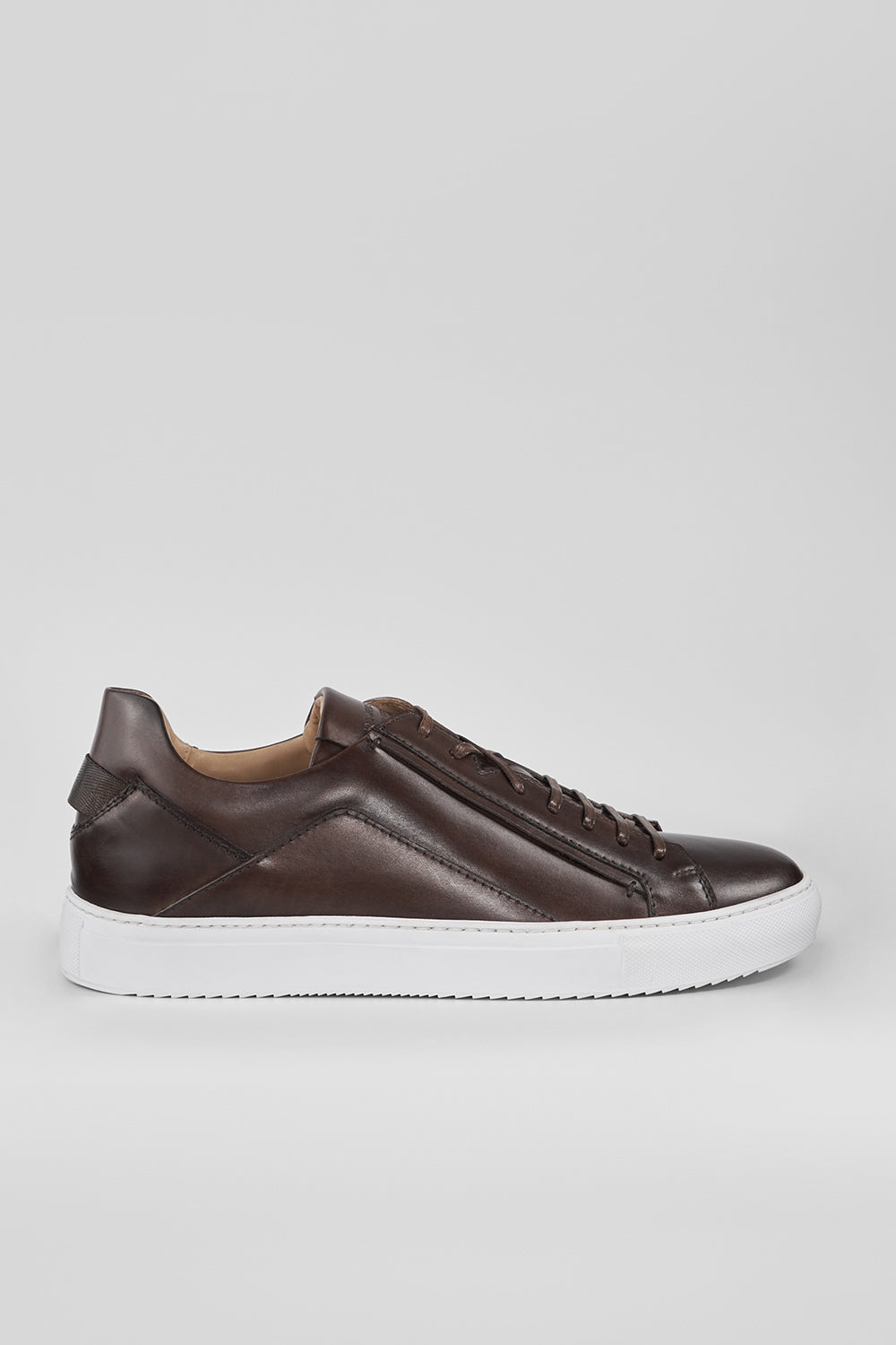 SKYE noble-brown triple-stitched patina sneakers | untamed