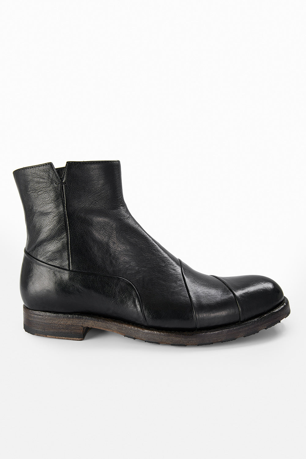 Mens distressed black leather boots top