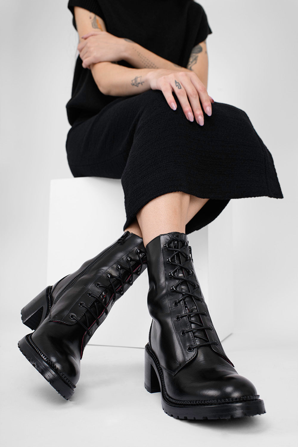 REGENT royal-black lace up boots.
