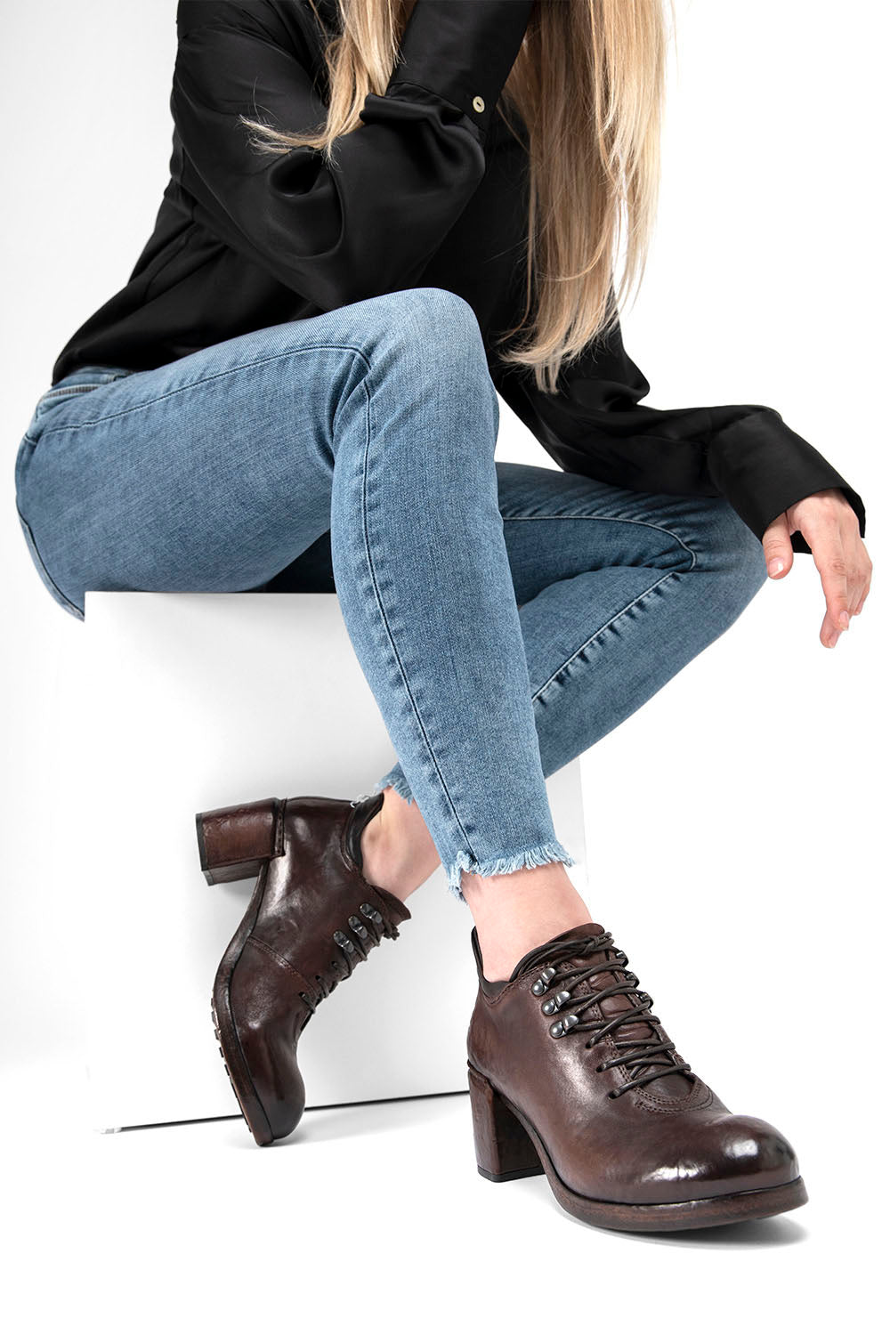 MADISON chocolate-brown lace up hiking shoes.