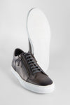 SOHO aluminium-grey double-zip patina sneakers.
