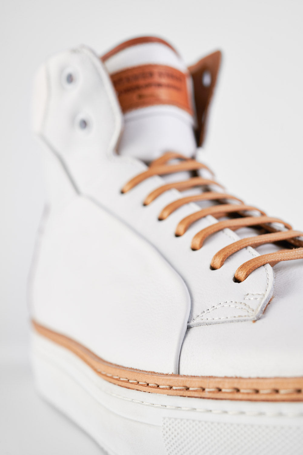 UNTAMED STREET Men White Calf-Leather High Top Sneakers SOHO-EDGE