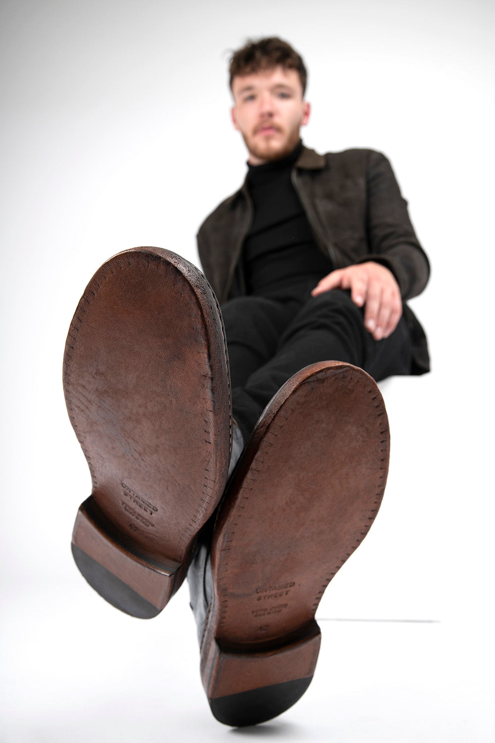 UNTAMED STREET Men Black Calf-Leather Derby Shoes YORK