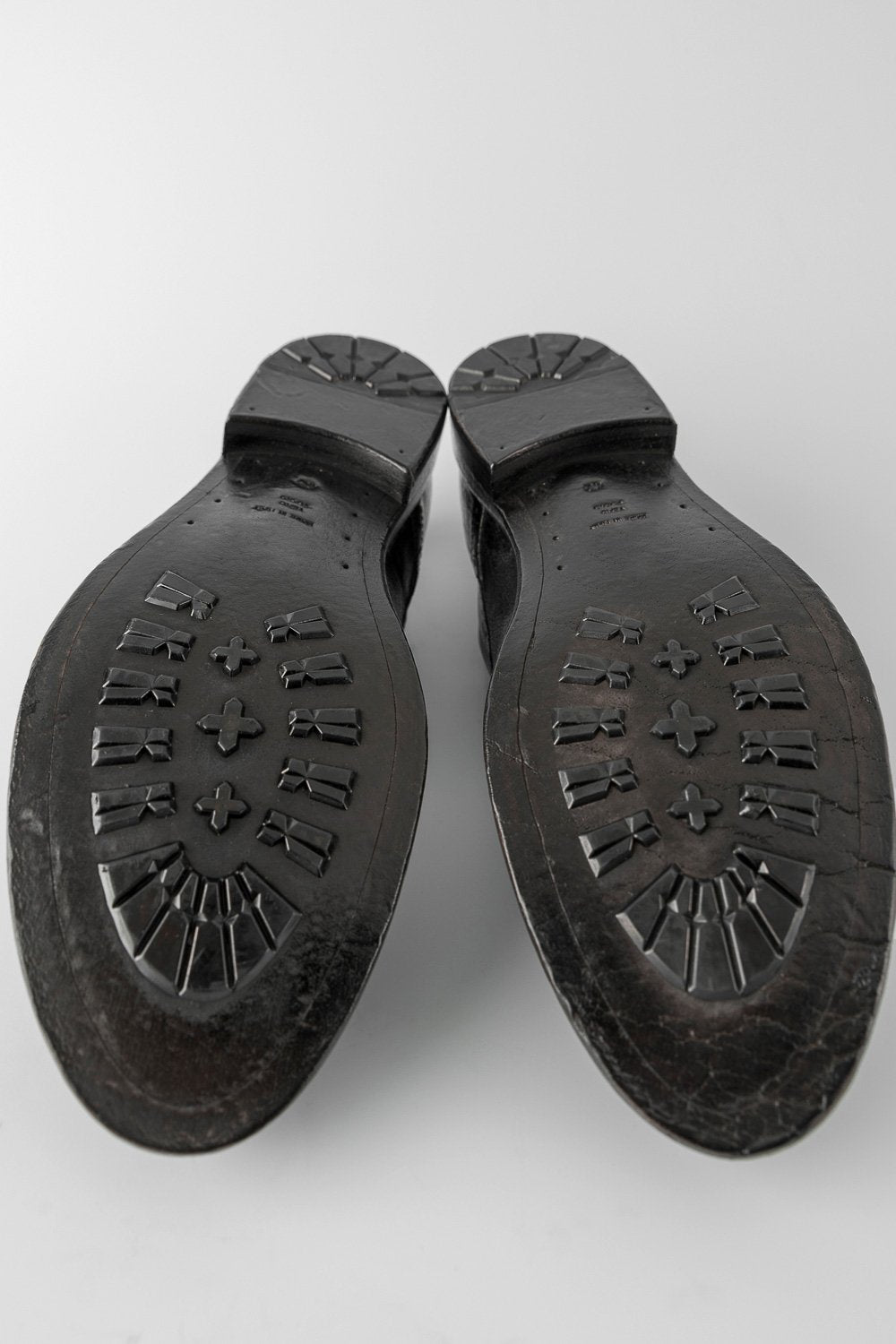 SLOANE black-ash brogue derby shoes.