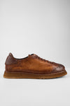 AJAX cognac distressed lightweight sneakers.