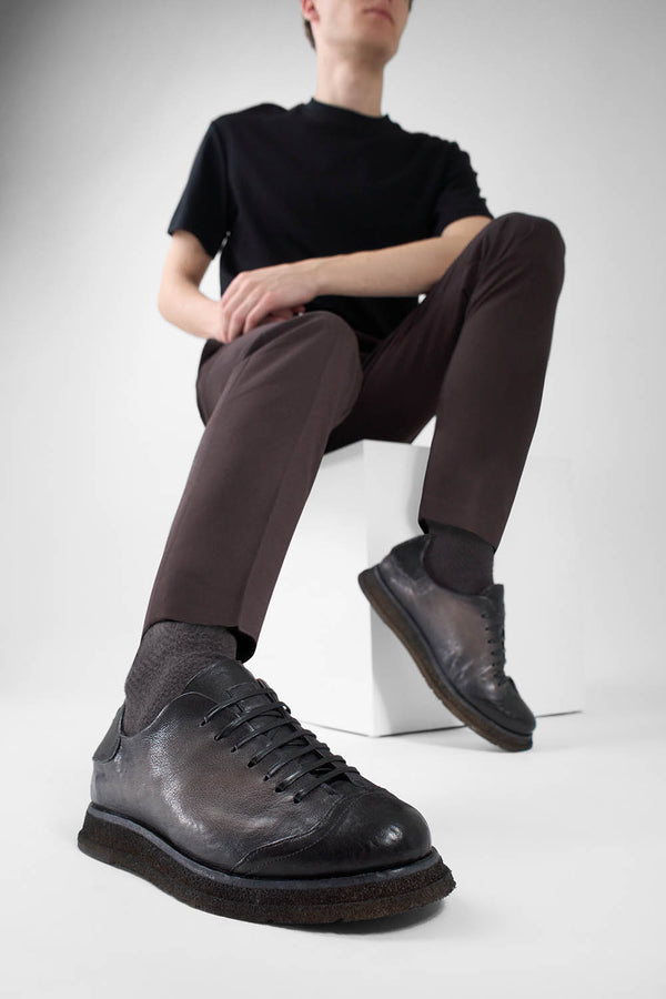 AJAX steel-grey distressed lightweight hybrid sneakers.