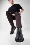 AJAX steel-grey distressed lightweight sneakers.