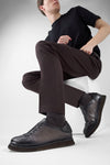 AJAX steel-grey distressed lightweight sneakers.