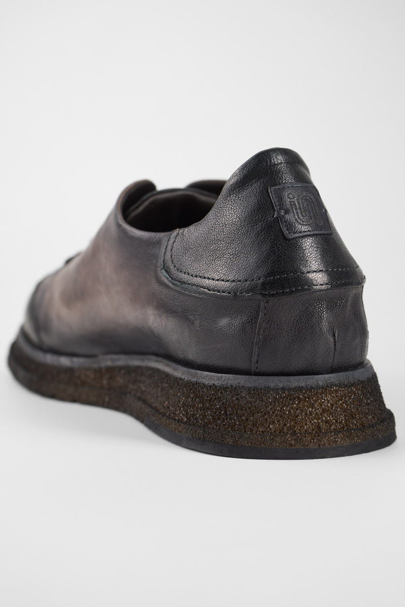 AJAX steel-grey distressed lightweight sneakers.