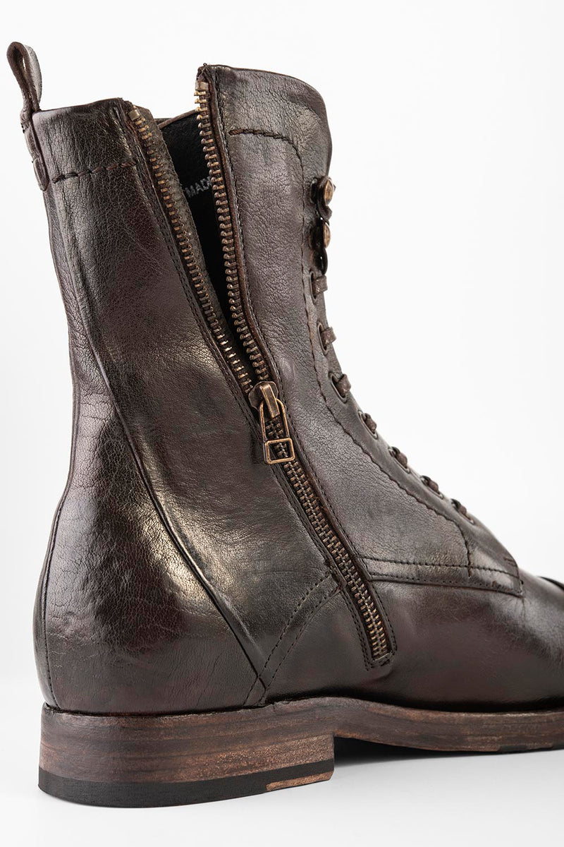 ASTON cigar-brown military boots.