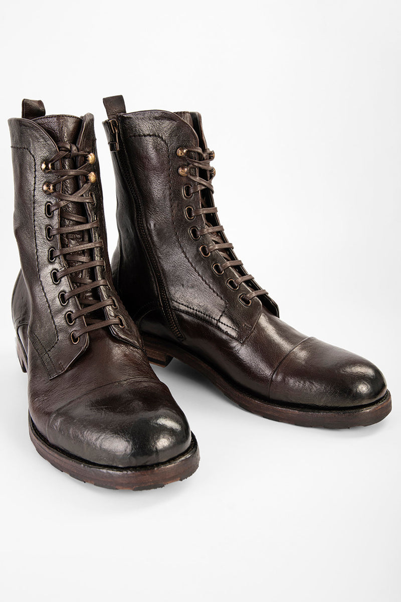 ASTON cigar-brown military boots.