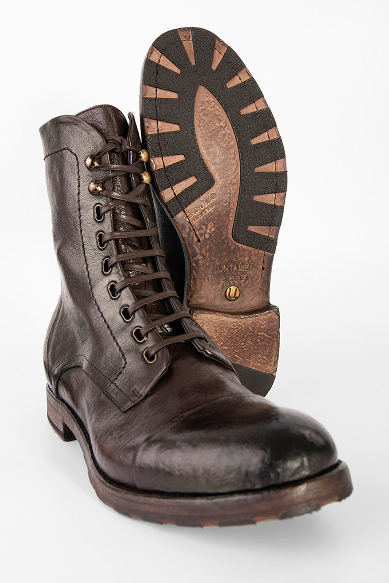 ASTON cigar-brown military boots.