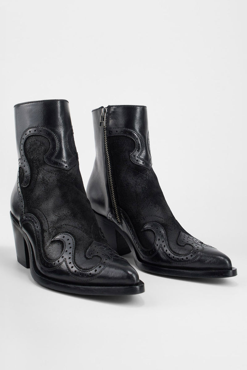 AUSTIN jade-black suede texan boots.