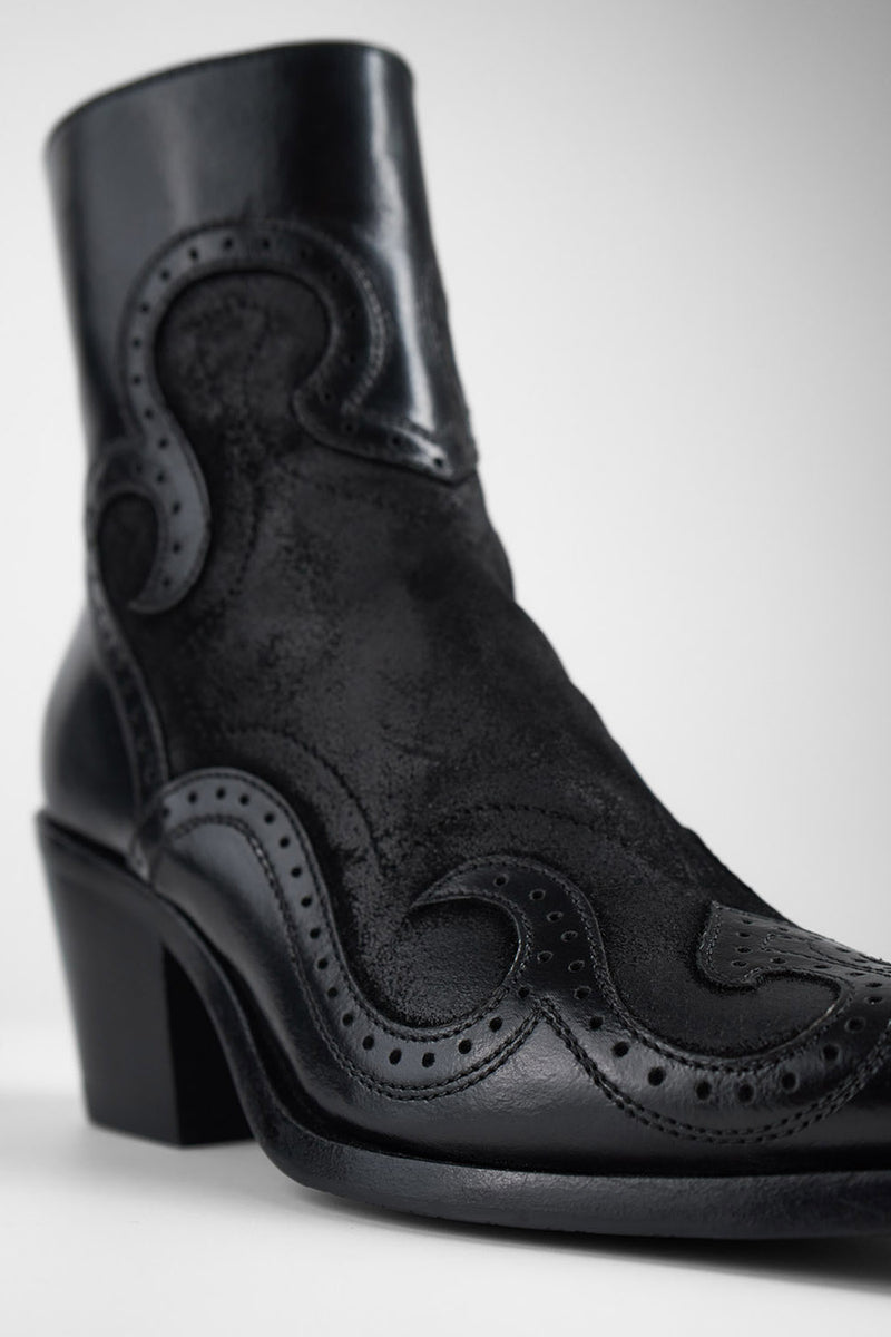 AUSTIN jade-black suede texan boots.