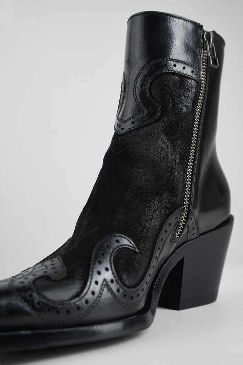 AUSTIN jade-black suede texan boots.