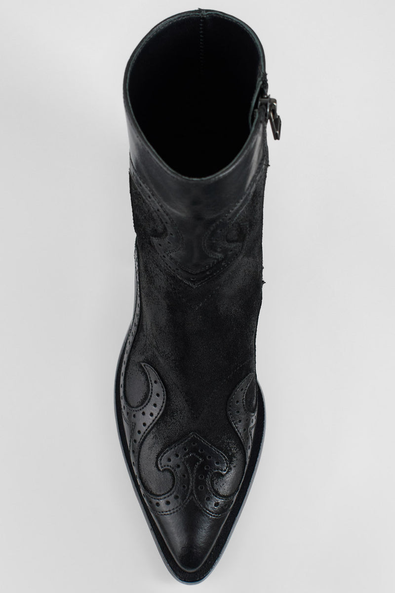 AUSTIN jade-black suede texan boots.
