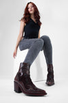 AUSTIN garnet-red suede texan boots.