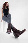 AUSTIN garnet-red suede texan boots.