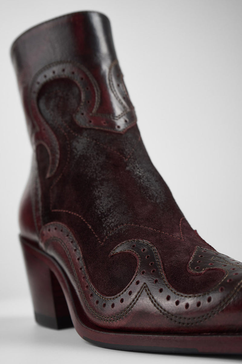 AUSTIN garnet-red suede texan boots.