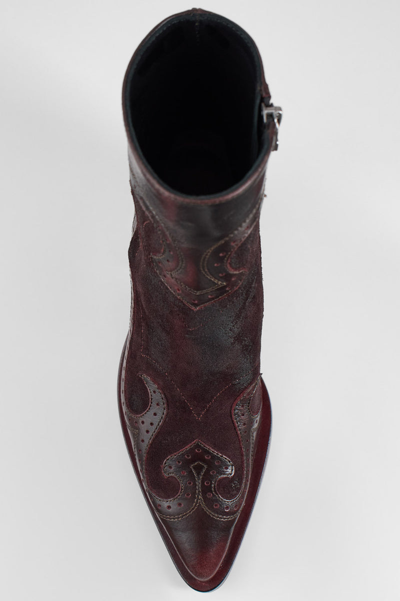 AUSTIN garnet-red suede texan boots.