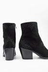 AUSTIN black suede studded texan boots.