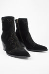 AUSTIN black suede studded texan boots.