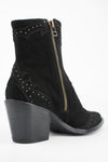 AUSTIN black suede studded texan boots.
