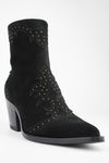 AUSTIN black suede studded texan boots.