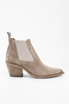 AUSTIN light-sand suede low chelsea texan boots.