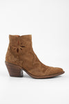 AUSTIN sunset-tan suede embellished texan boots.