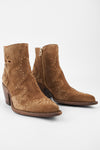 AUSTIN sunset-tan suede embellished texan boots.