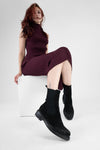 AVERY charcoal-black suede chelsea boots.
