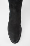 AVERY charcoal-black suede chelsea boots.