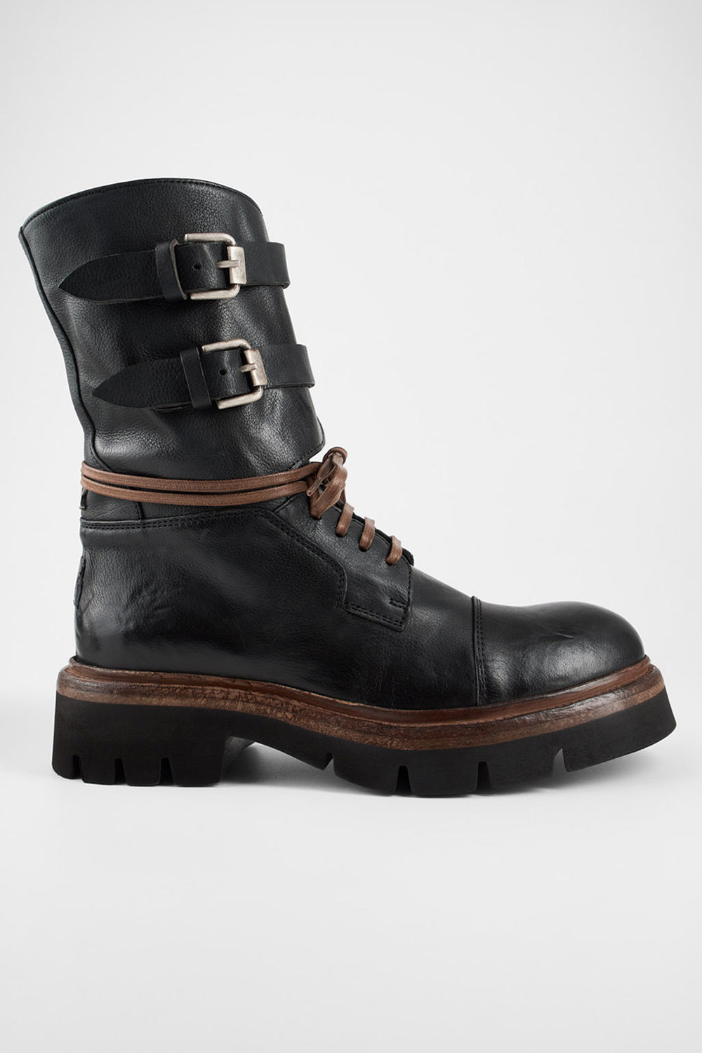 BLAKE urban-black welted buckle bikers.