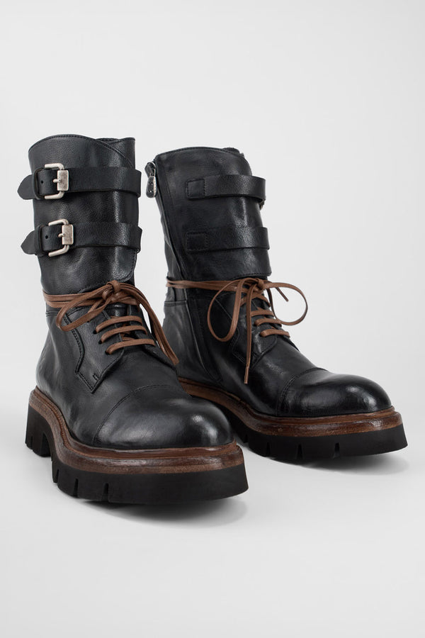 BLAKE urban-black welted buckle bikers.