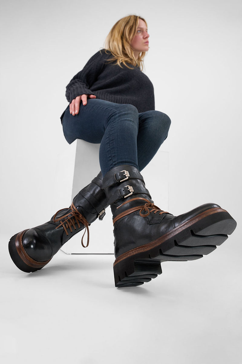 BLAKE urban-black welted buckle bikers.