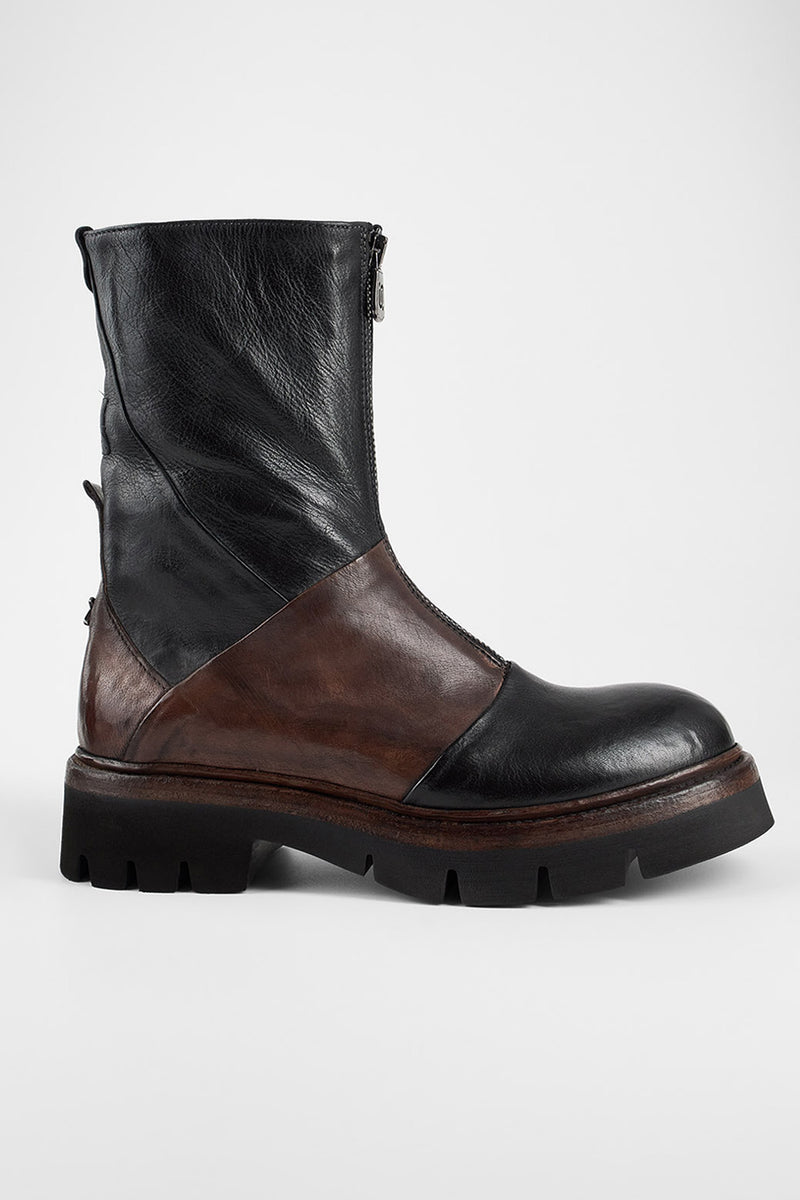 BLAKE tan & black welted zipped boots.