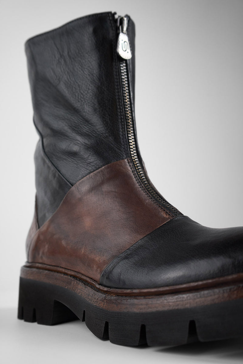 BLAKE tan & black welted zipped boots.