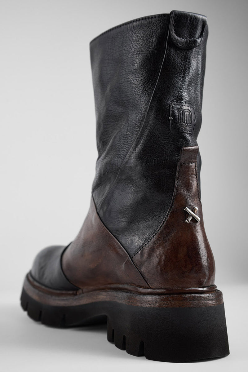 BLAKE tan & black welted zipped boots.