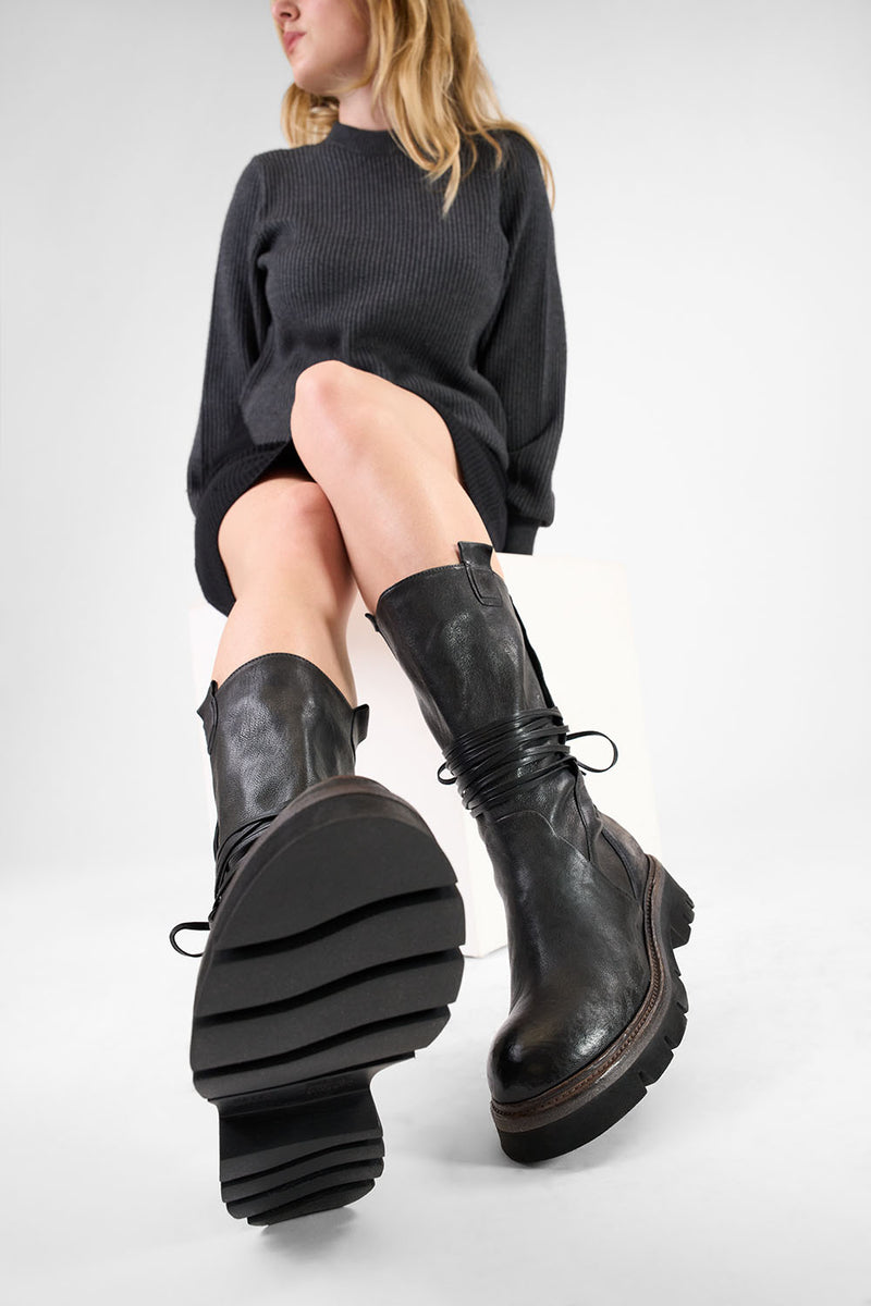 BLAKE dusk-grey welted back-laced boots.