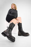 BLAKE dusk-grey welted back-laced boots.