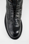 BOLTON limo-black layered lace up boots.