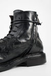 BOLTON limo-black layered lace up boots.