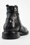 BOLTON limo-black layered lace up boots.