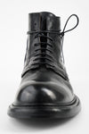 BOLTON limo-black layered lace up boots.