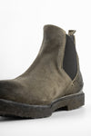 BROMPTON dark-moss suede chelsea boots.