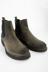 BROMPTON dark-moss suede chelsea boots.