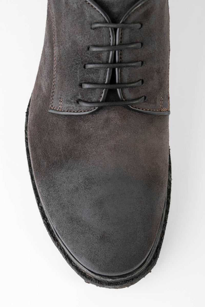 BROMPTON lava-grey suede derby shoes.