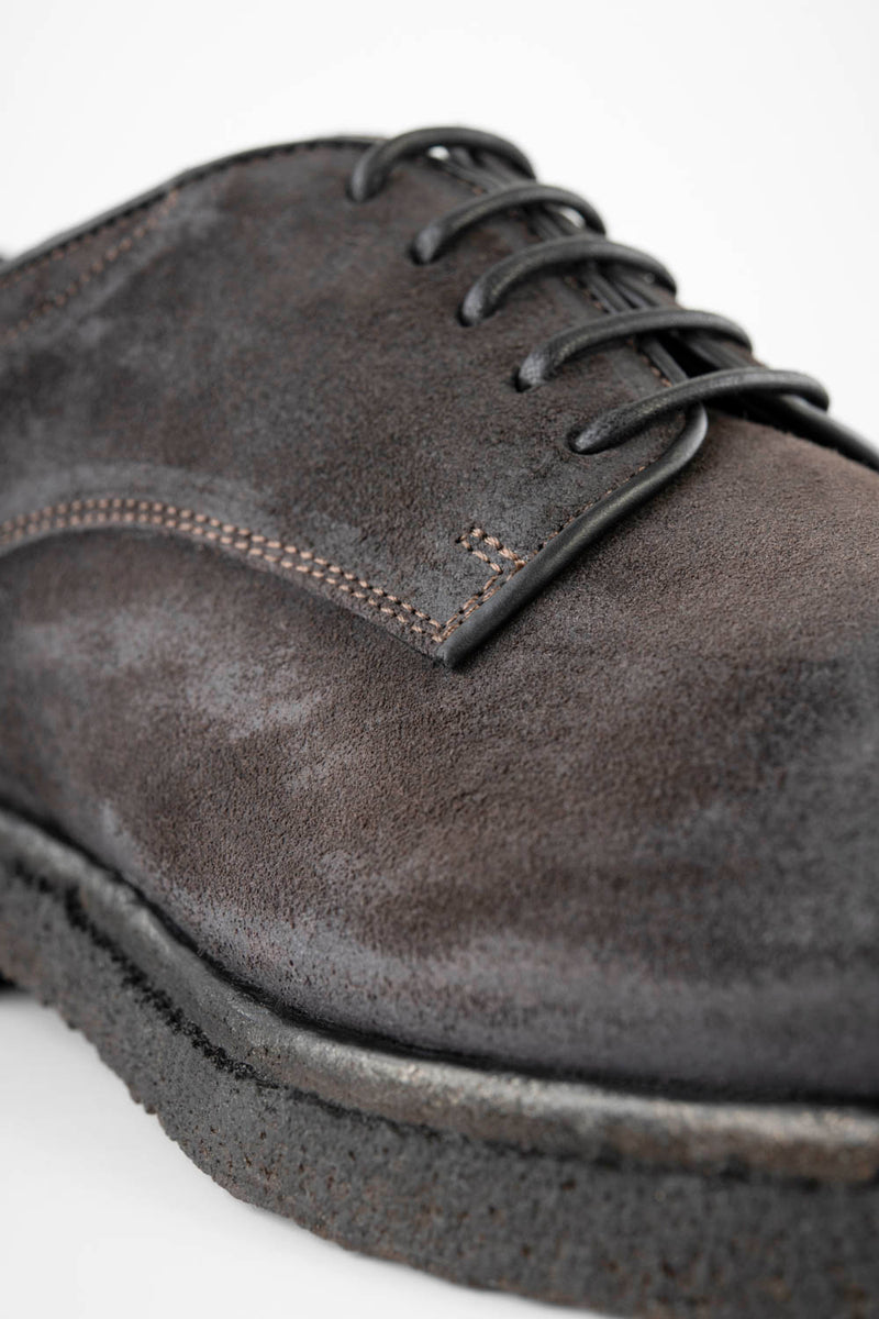 BROMPTON lava-grey suede derby shoes.